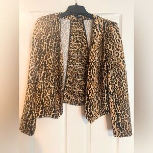 Leopard Print Open Blazer